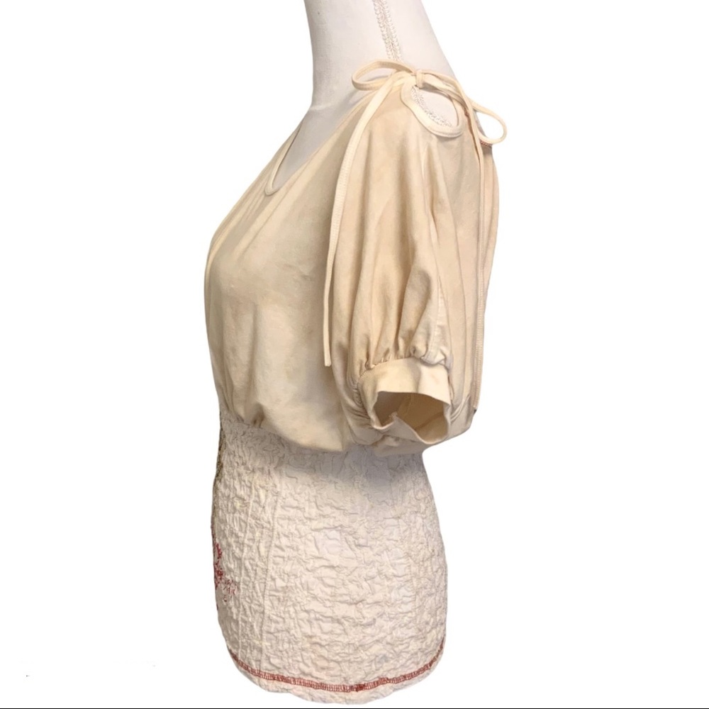 🆕 Retro Lady Cream Contrast Tie ShoulderTop NWT - Picture 4 of 11